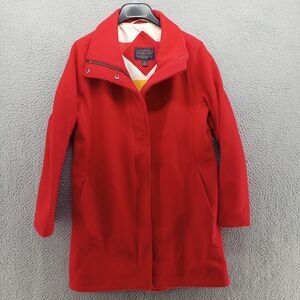 Vtg Pendleton Coat Womens Small Red Wool Blend Full‎ Length Zip *Distressed